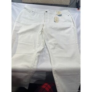 St. John's Bay Straight Short Leg Jeans Womens 20 White Denim Stretch Zip NWT488